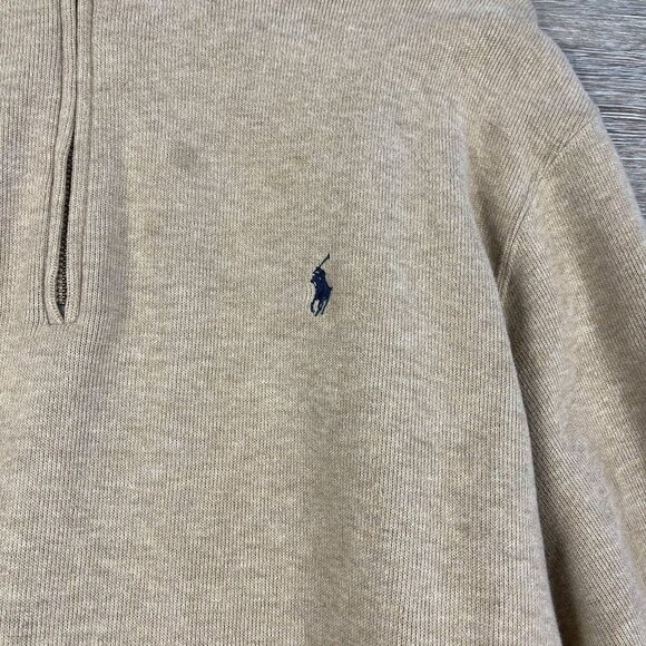 Polo Ralph Lauren Men's Quarter Zip Pullover Sweater Size XL Tan - Picture 2 of 8